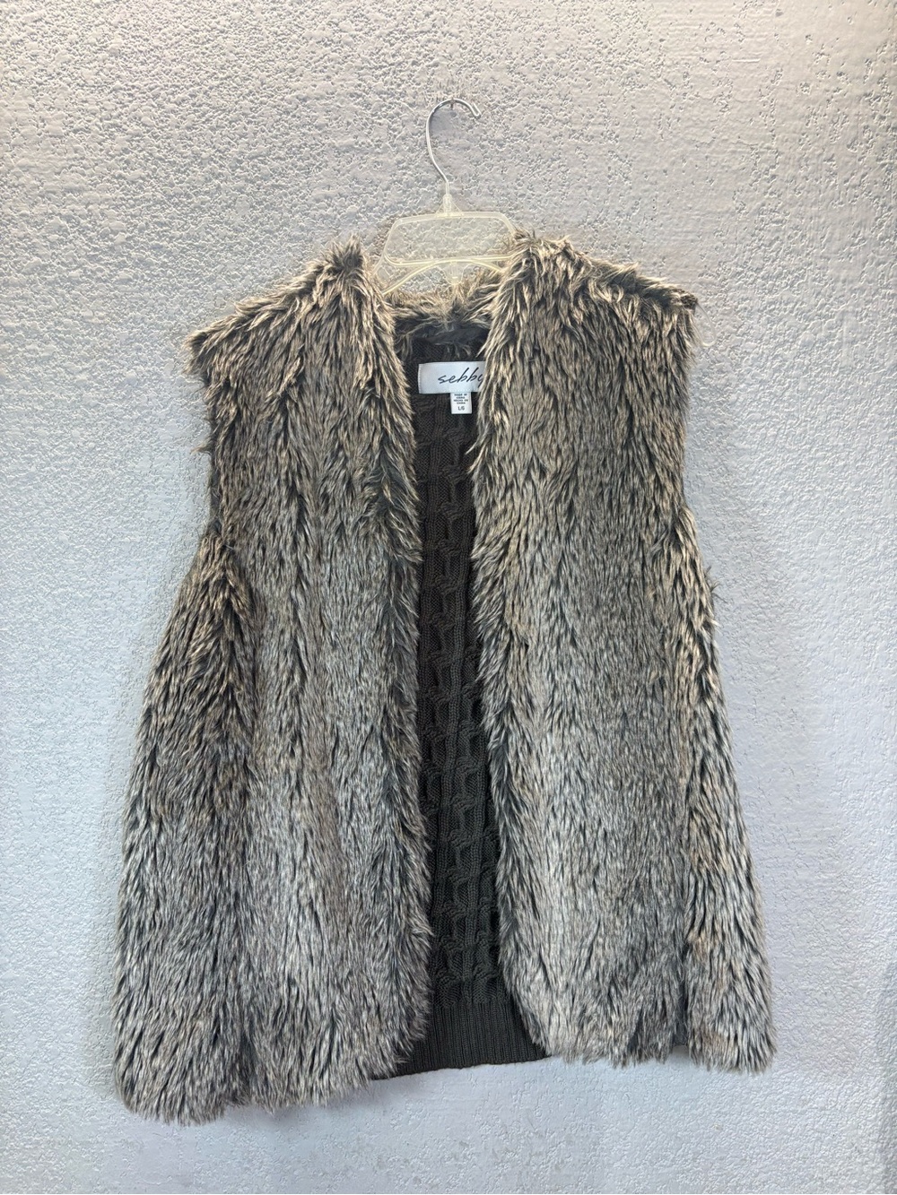 Sebby Faux Fur Vest in Taupe